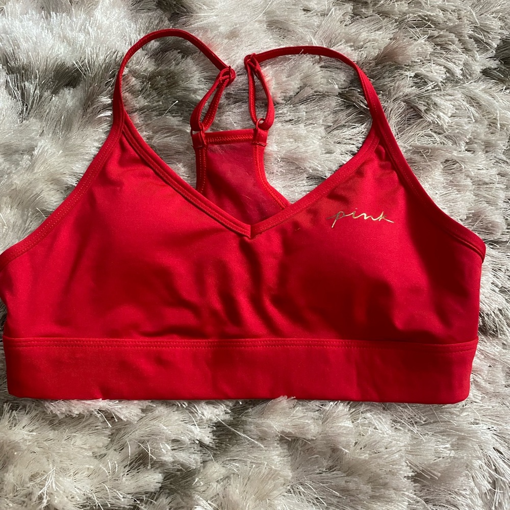 Red Victoria’s Secret sports bra